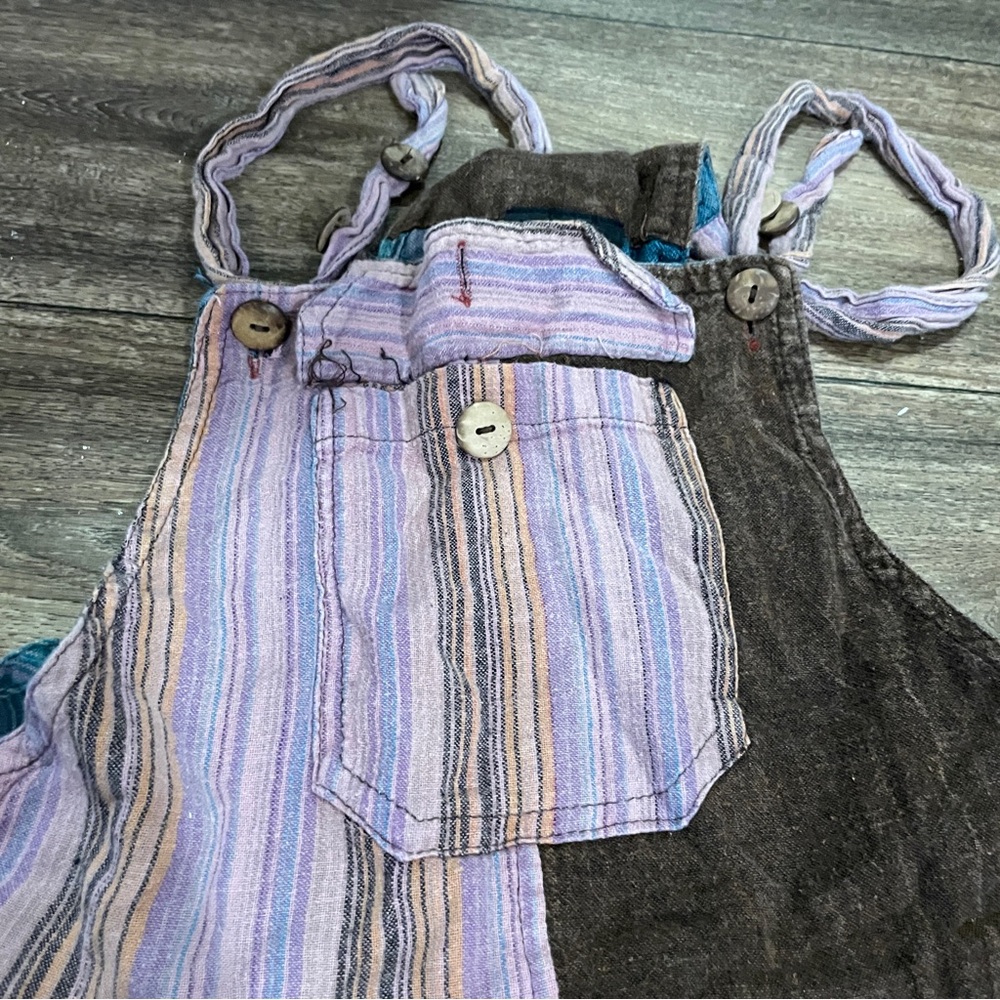 Shop Therapy Patchwork Overalls Woman’s Size Large Heavy 100% Cotton Boho - Picture 8 of 12